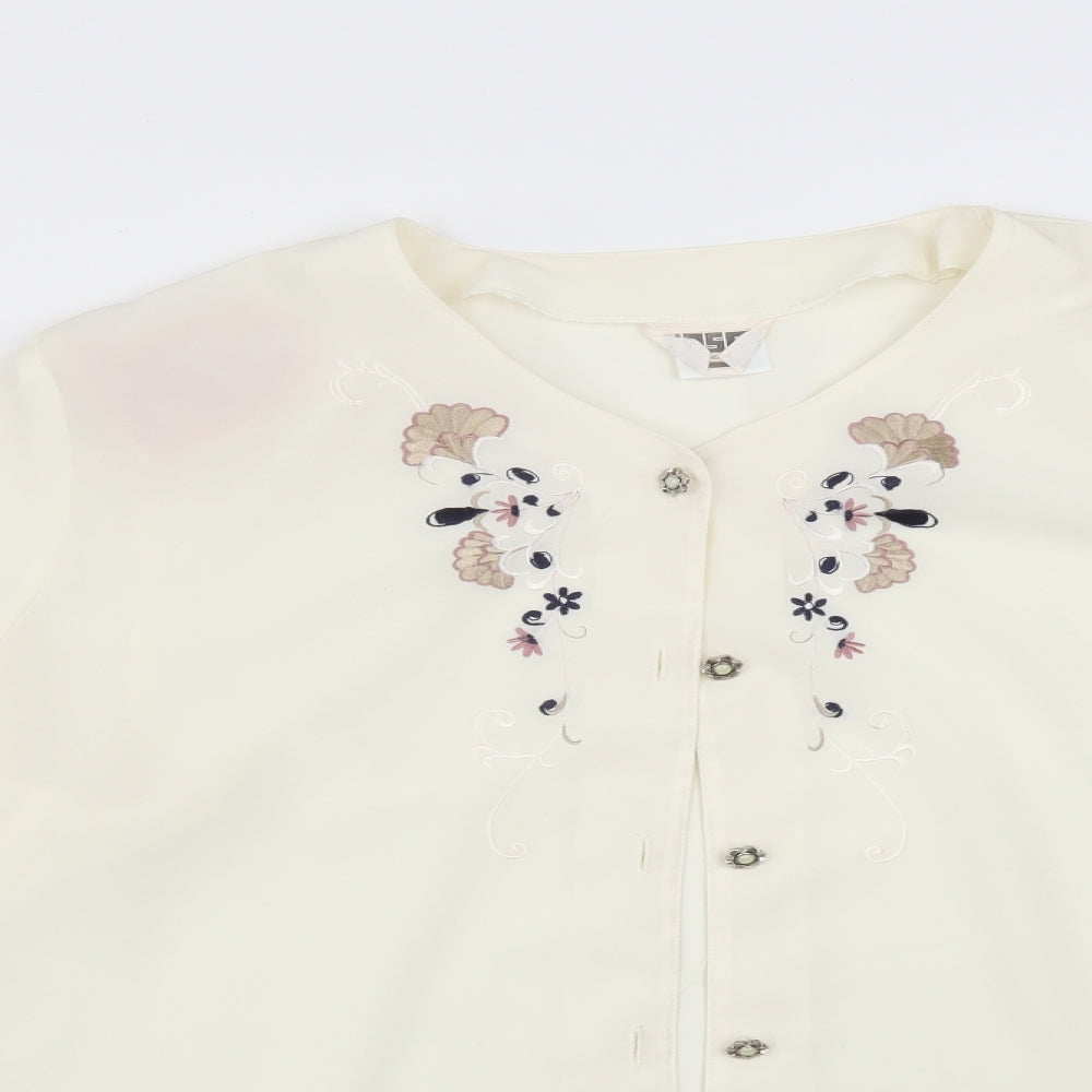 FOSBY Womens White Floral  Basic Blouse Size 16