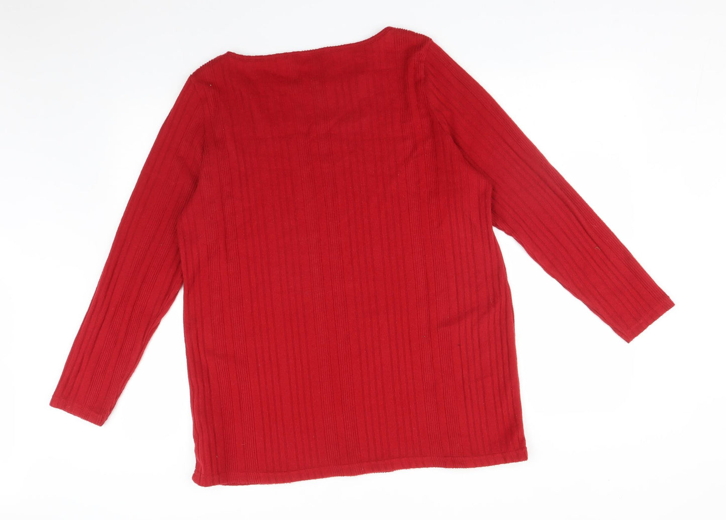 Nutmeg Womens Red Striped  Basic T-Shirt Size 16