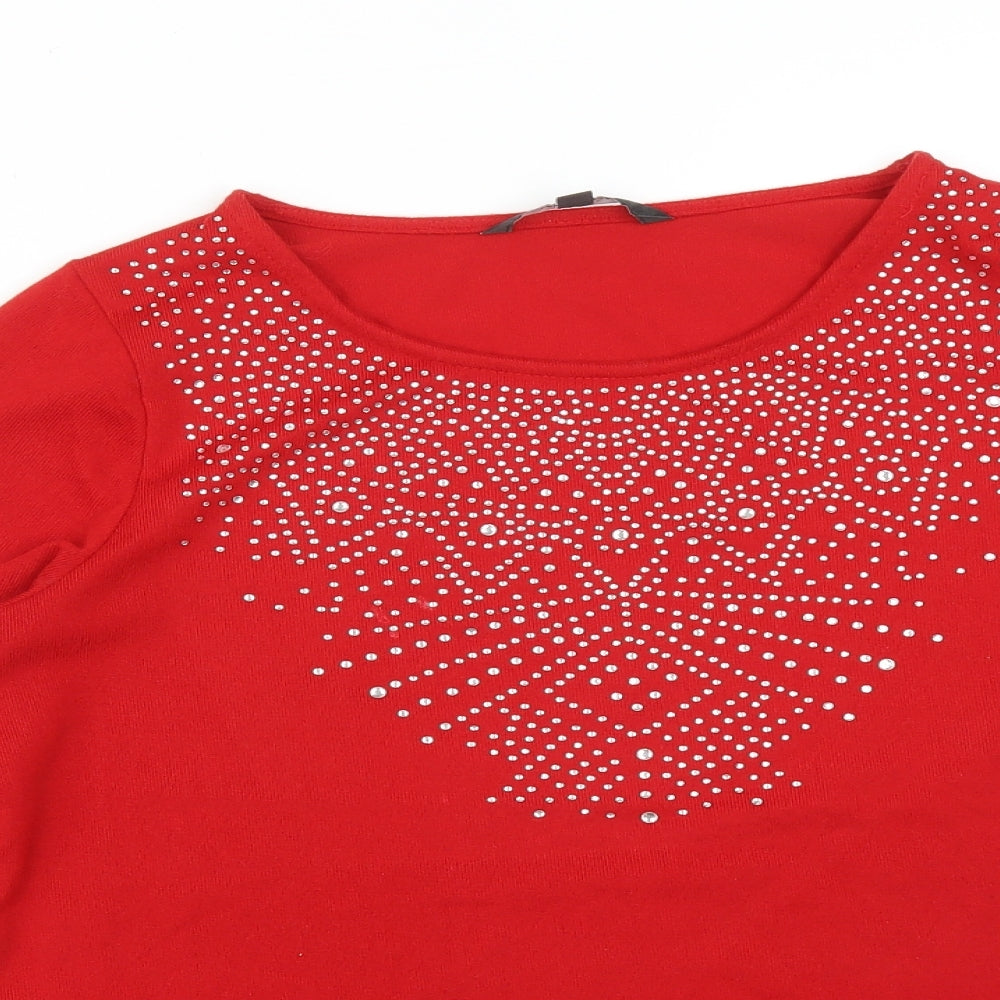 LOVE TEES Womens Red   Basic T-Shirt Size 14