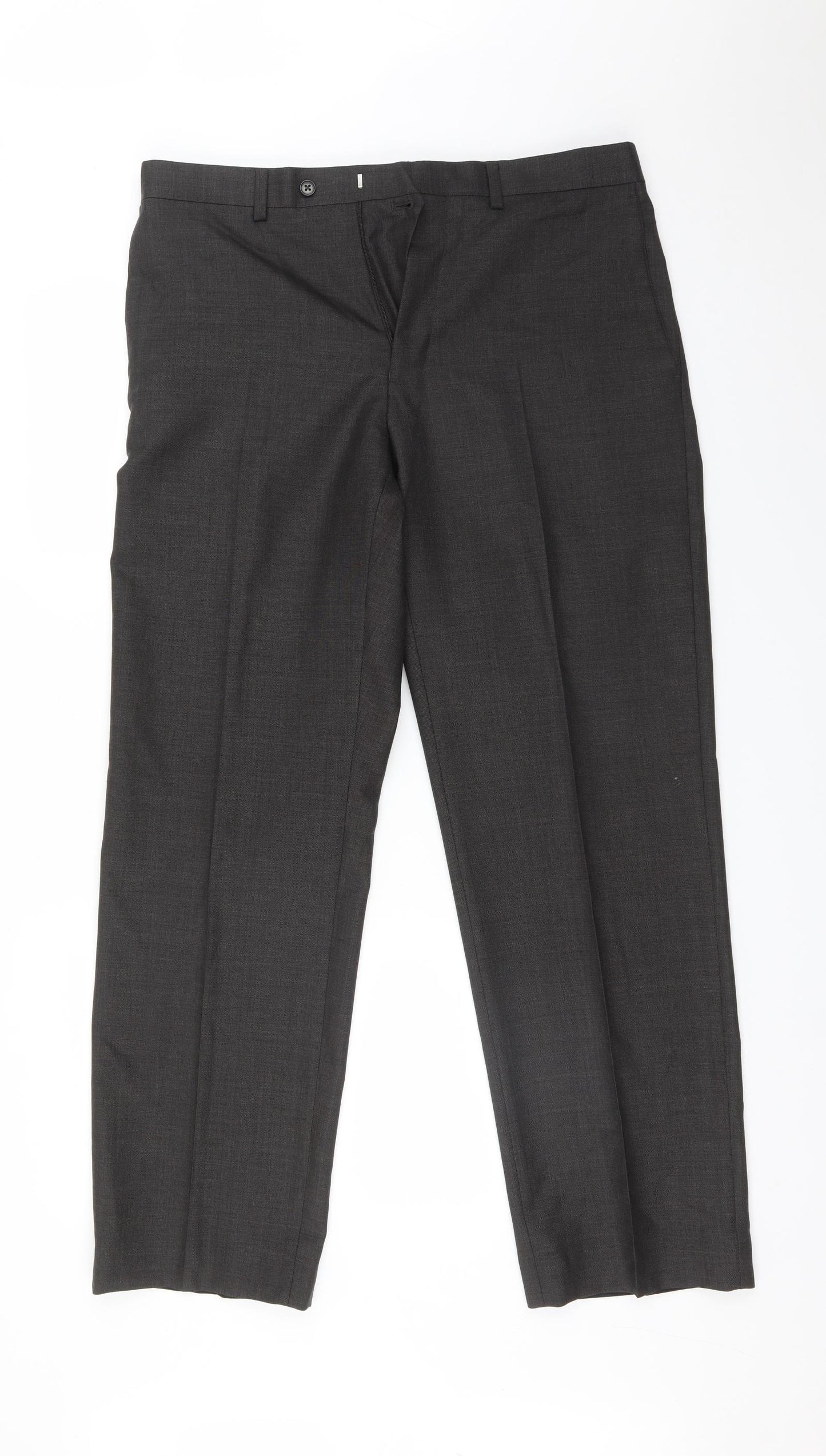 M&S Mens Grey  Wool Trousers  Size 34 L31 in Regular