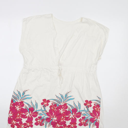Resort Womens White Floral  Tunic Blouse Size 12