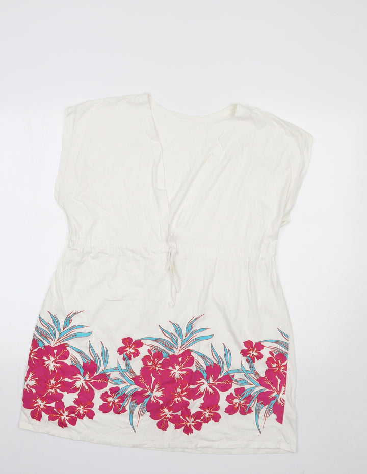 Resort Womens White Floral  Tunic Blouse Size 12
