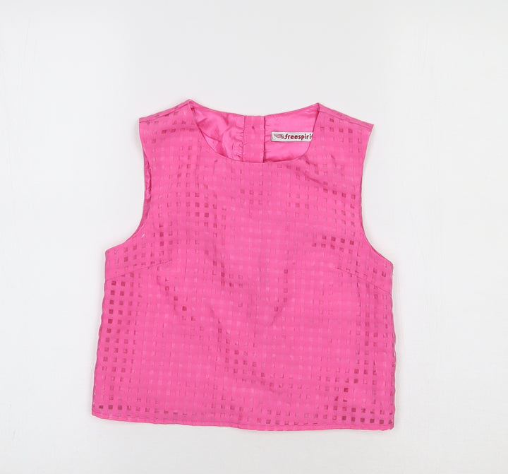 Freespirit Girls Pink Check  Cropped Blouse Size 10 Years