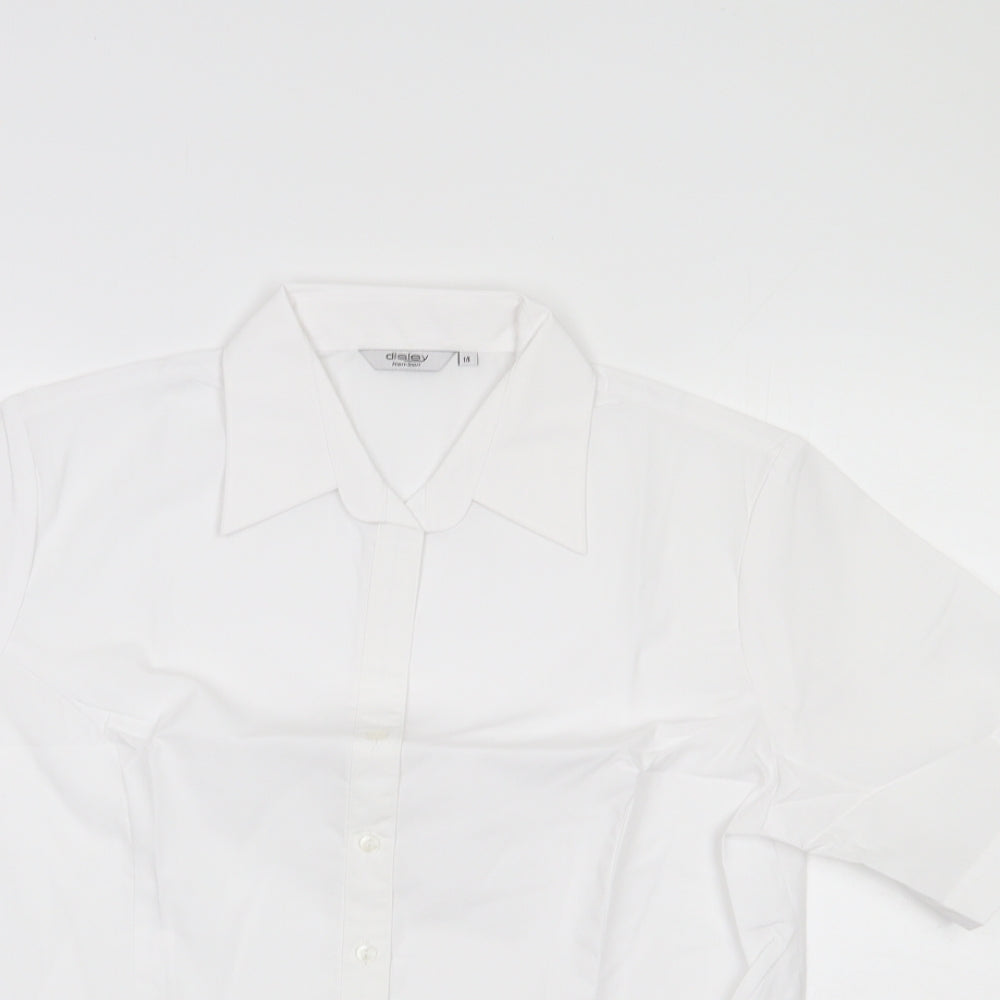Disley Womens White   Basic Button-Up Size 14