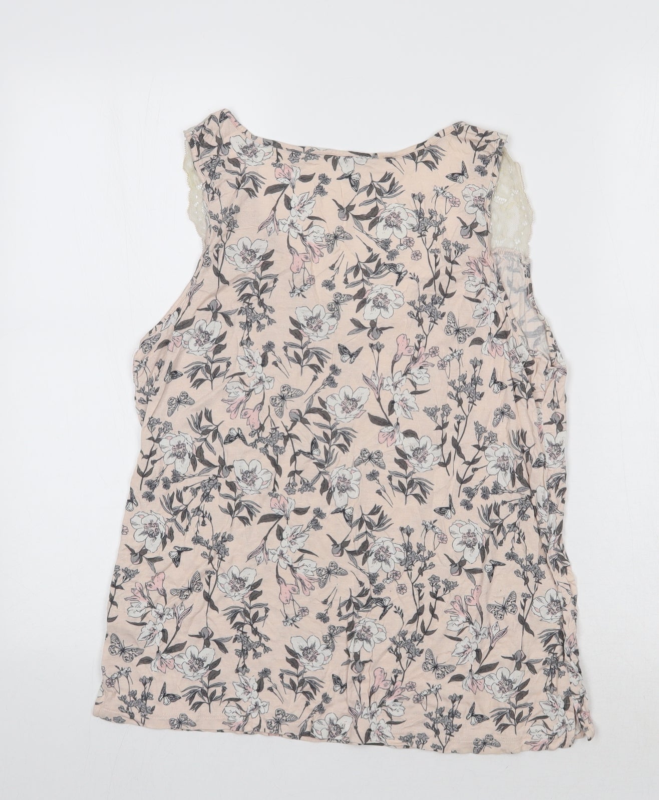 George Womens Pink Floral  Basic Tank Size 12