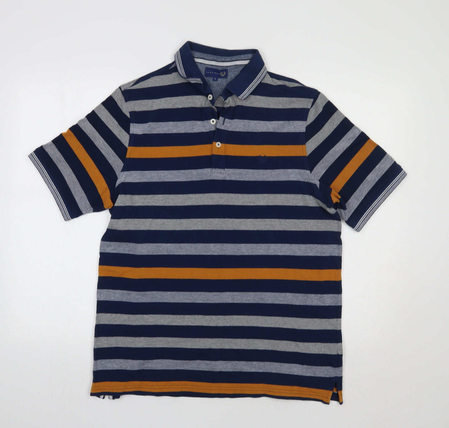 Matalan Mens Blue Striped   Polo Size L