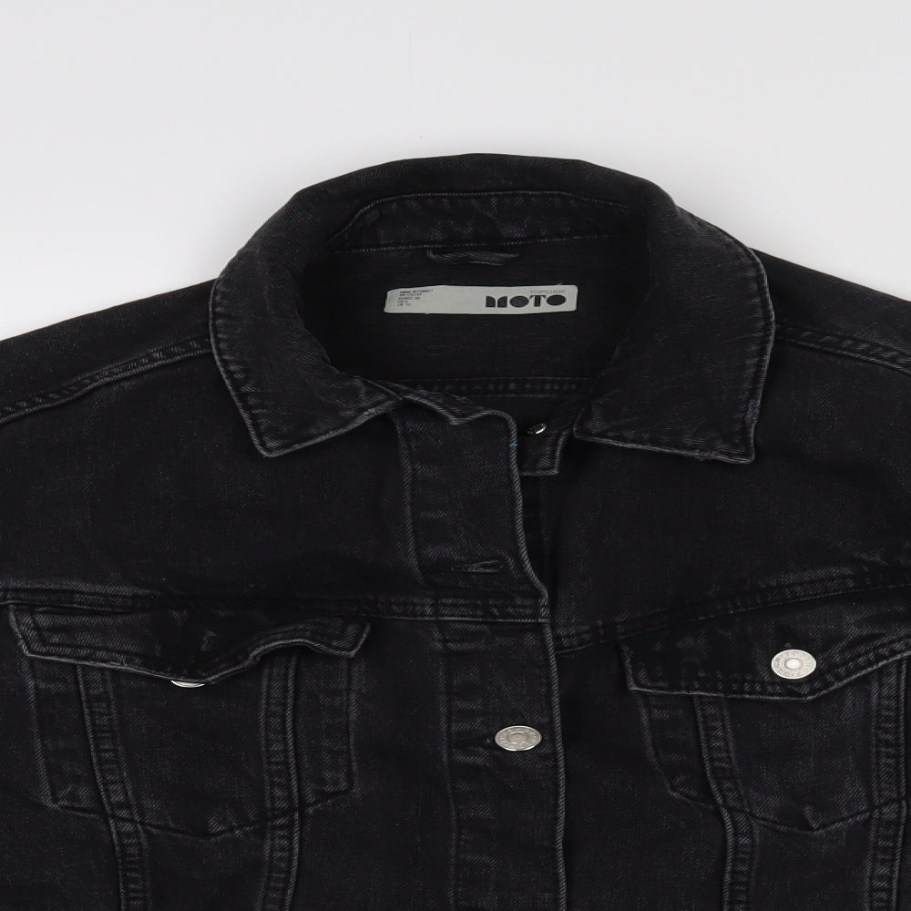 Topshop Womens Black  Denim Jacket  Size 10