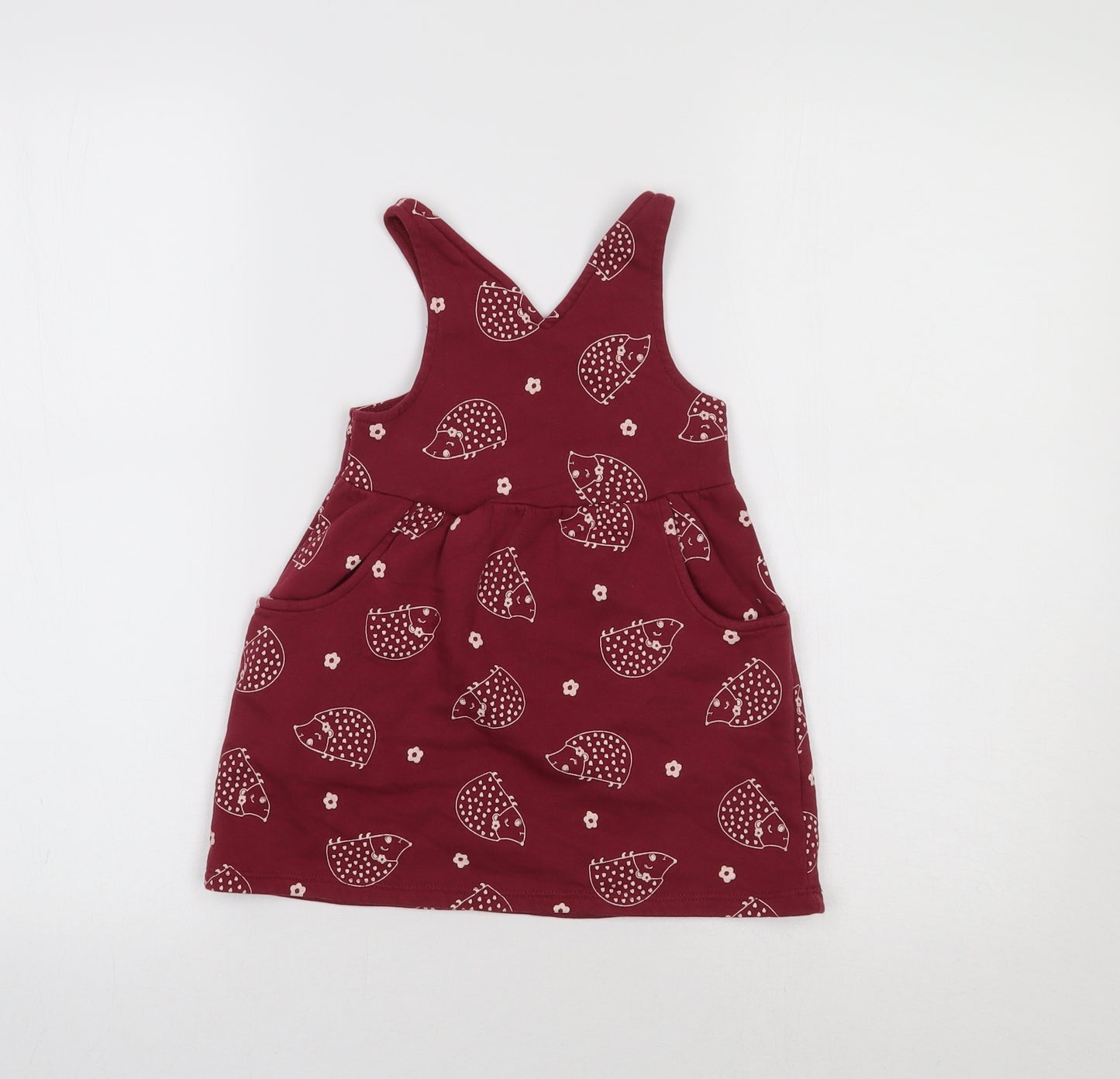 Nutmeg Girls Purple Geometric  Pinafore/Dungaree Dress  Size 2-3 Years
