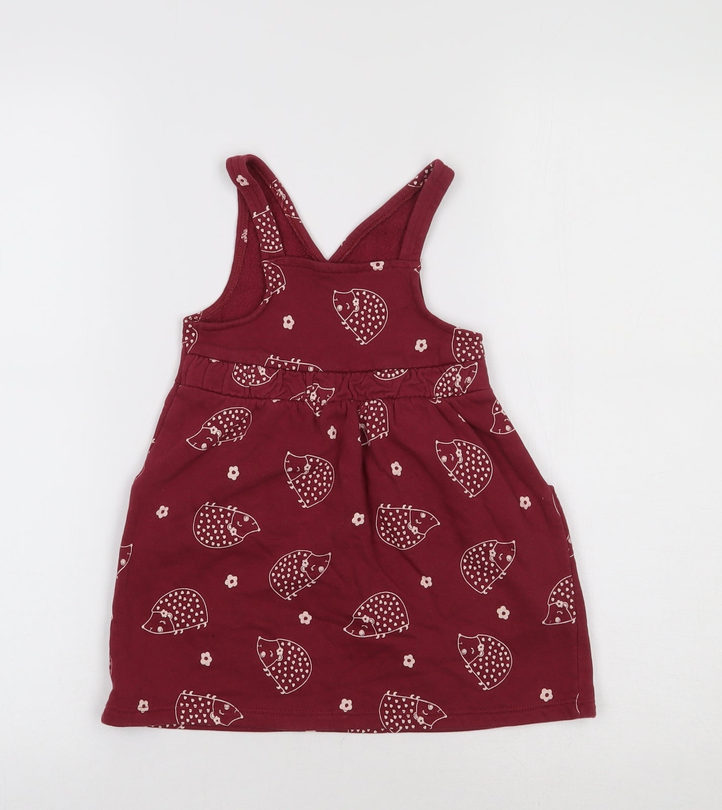 Nutmeg Girls Purple Geometric  Pinafore/Dungaree Dress  Size 2-3 Years