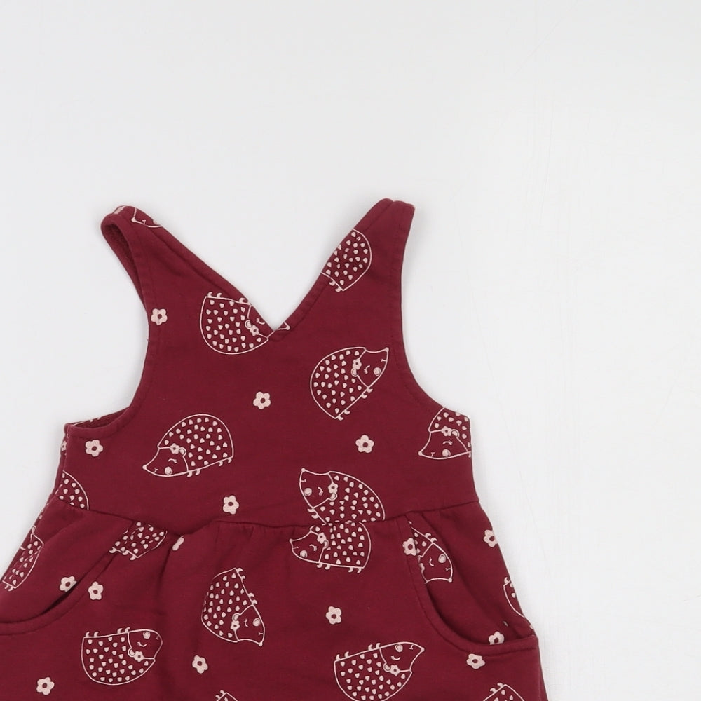 Nutmeg Girls Purple Geometric  Pinafore/Dungaree Dress  Size 2-3 Years