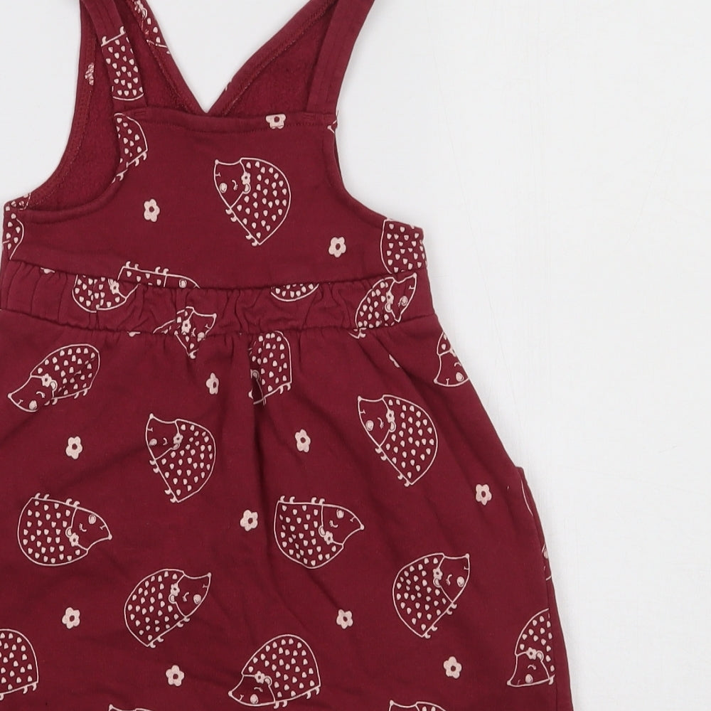 Nutmeg Girls Purple Geometric  Pinafore/Dungaree Dress  Size 2-3 Years
