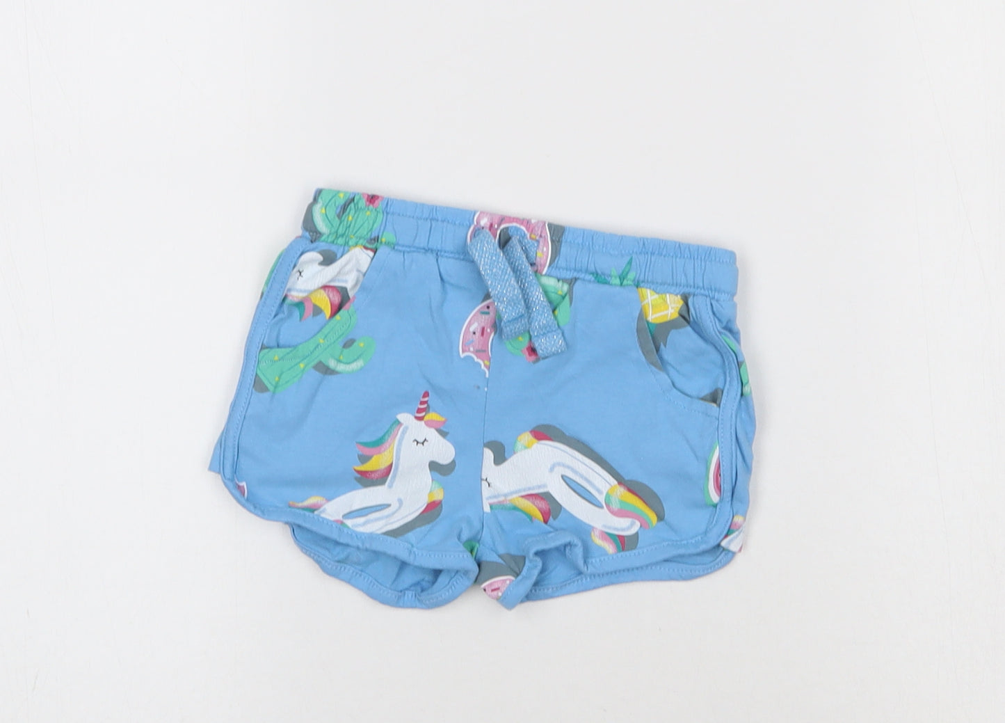 F&F Baby Blue Geometric  Jogger Trousers Size 18-24 Months  - Unicorn Print