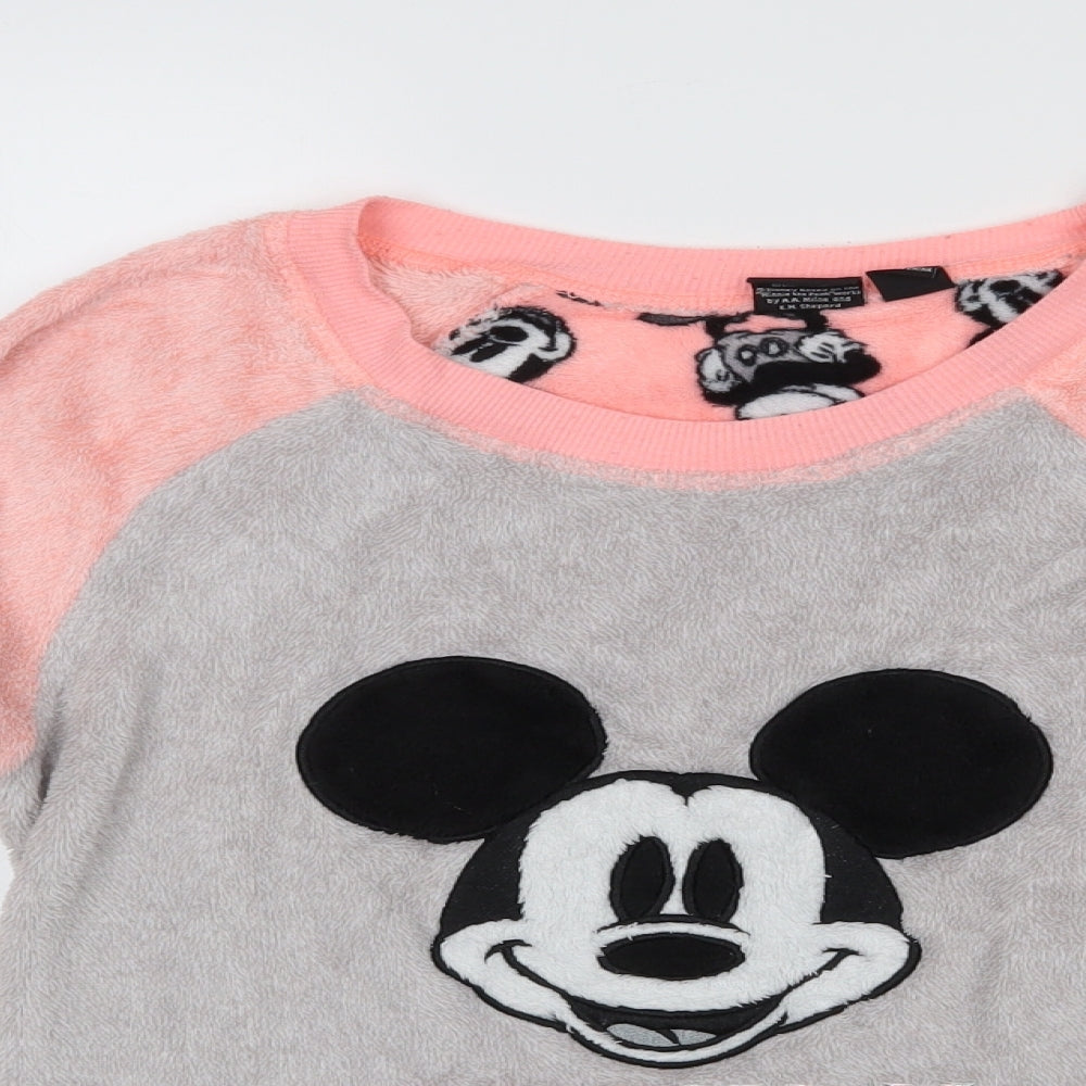 Primark Womens Grey Solid  Top Pyjama Top Size S  - Mickey Mouse