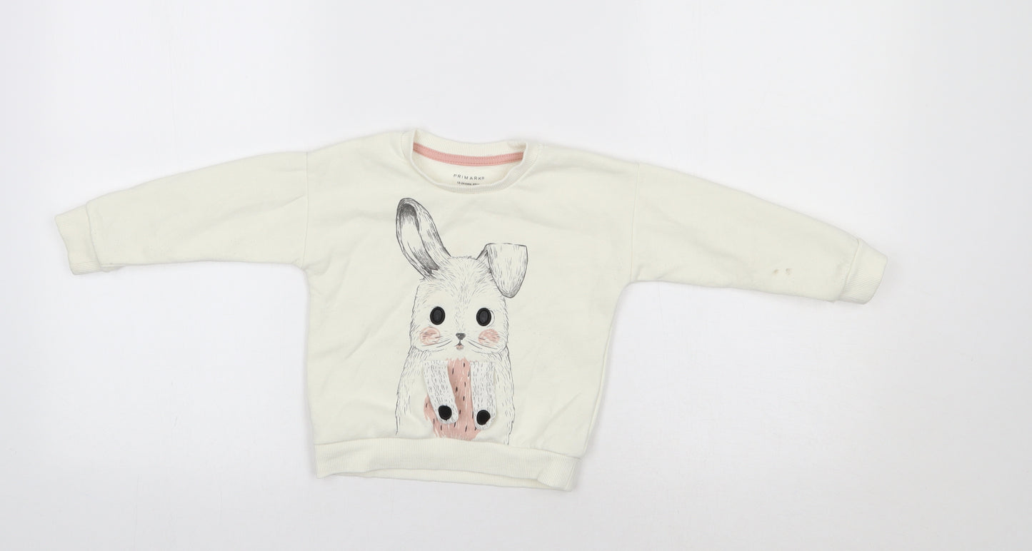 Primark Baby Ivory   Pullover Jumper Size 18-24 Months  - Bunny