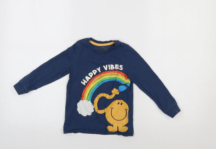 M&S Girls Blue   Basic T-Shirt Size 2-3 Years  - Rainbow