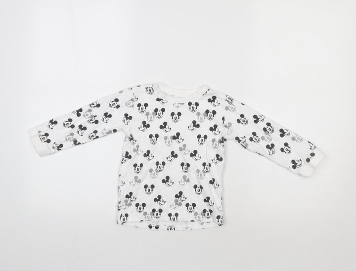 George Girls White Polka Dot  Basic T-Shirt Size 2-3 Years  - Mickey Mouse