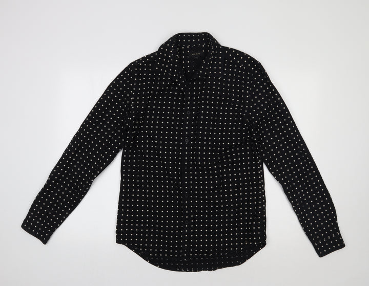 River Island Womens Black Polka Dot  Basic Button-Up Size S
