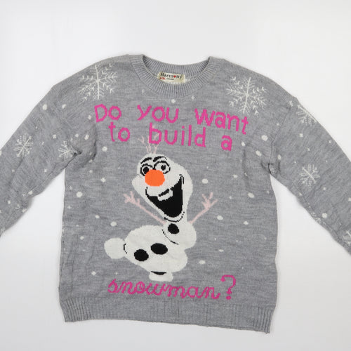 Harmony Collection Womens Grey   Pullover Jumper Size L  - Snowman