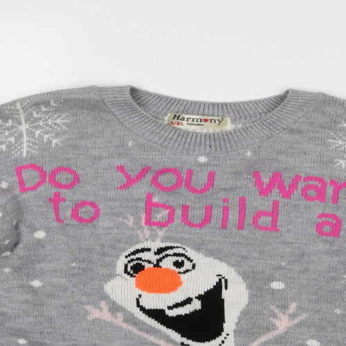 Harmony Collection Womens Grey   Pullover Jumper Size L  - Snowman