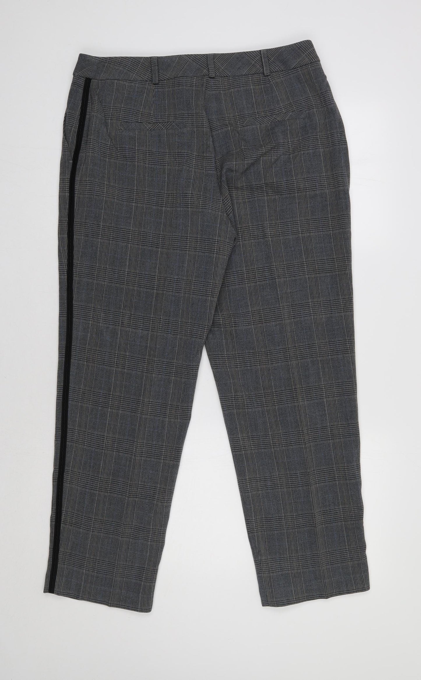 Find Womens Grey Check  Trousers  Size L L28 in