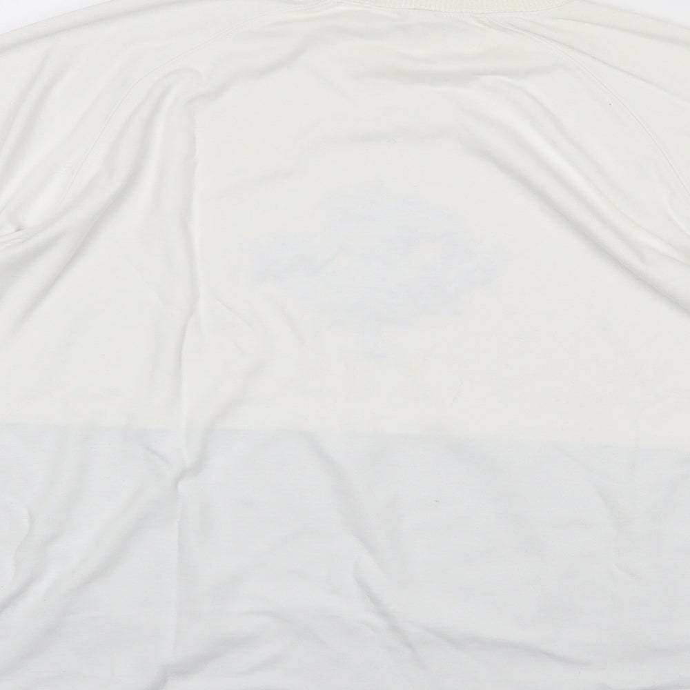 DASH Womens White Striped  Pullover Sweatshirt Size L