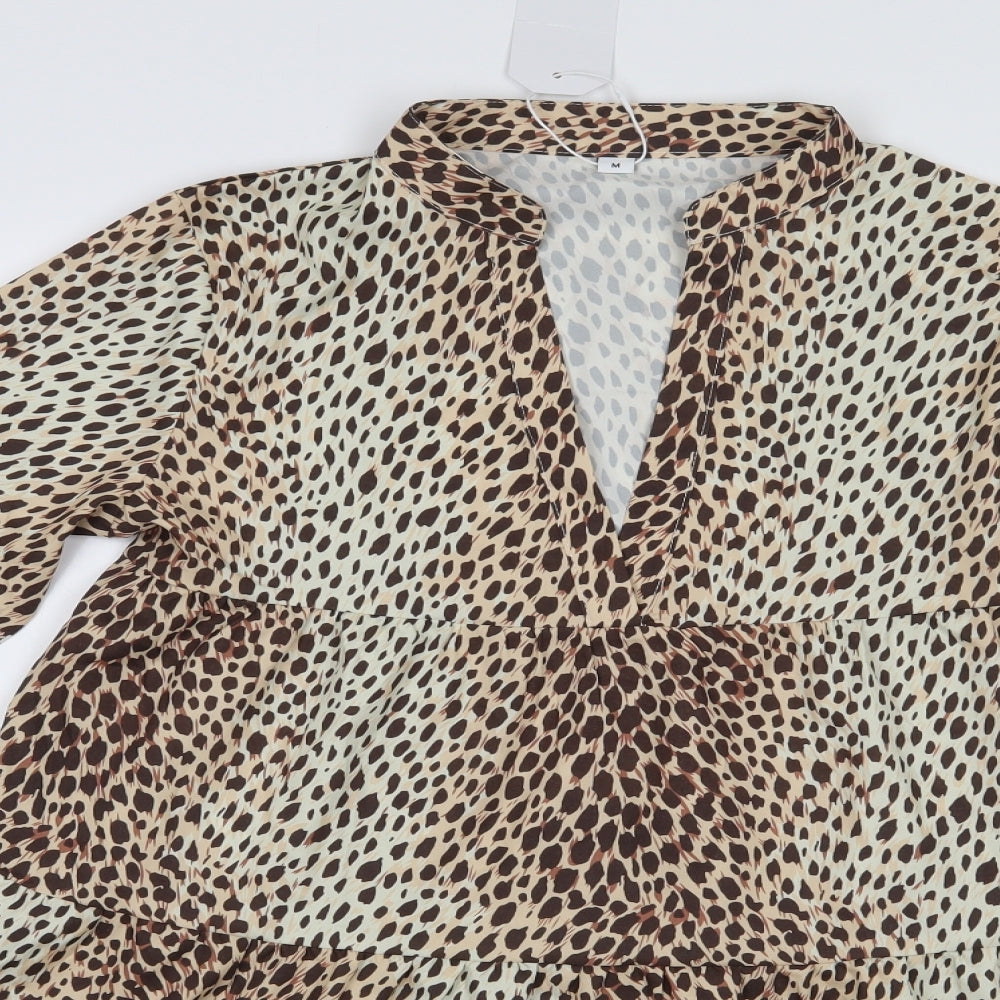 Preworn Womens Beige Animal Print  A-Line  Size M