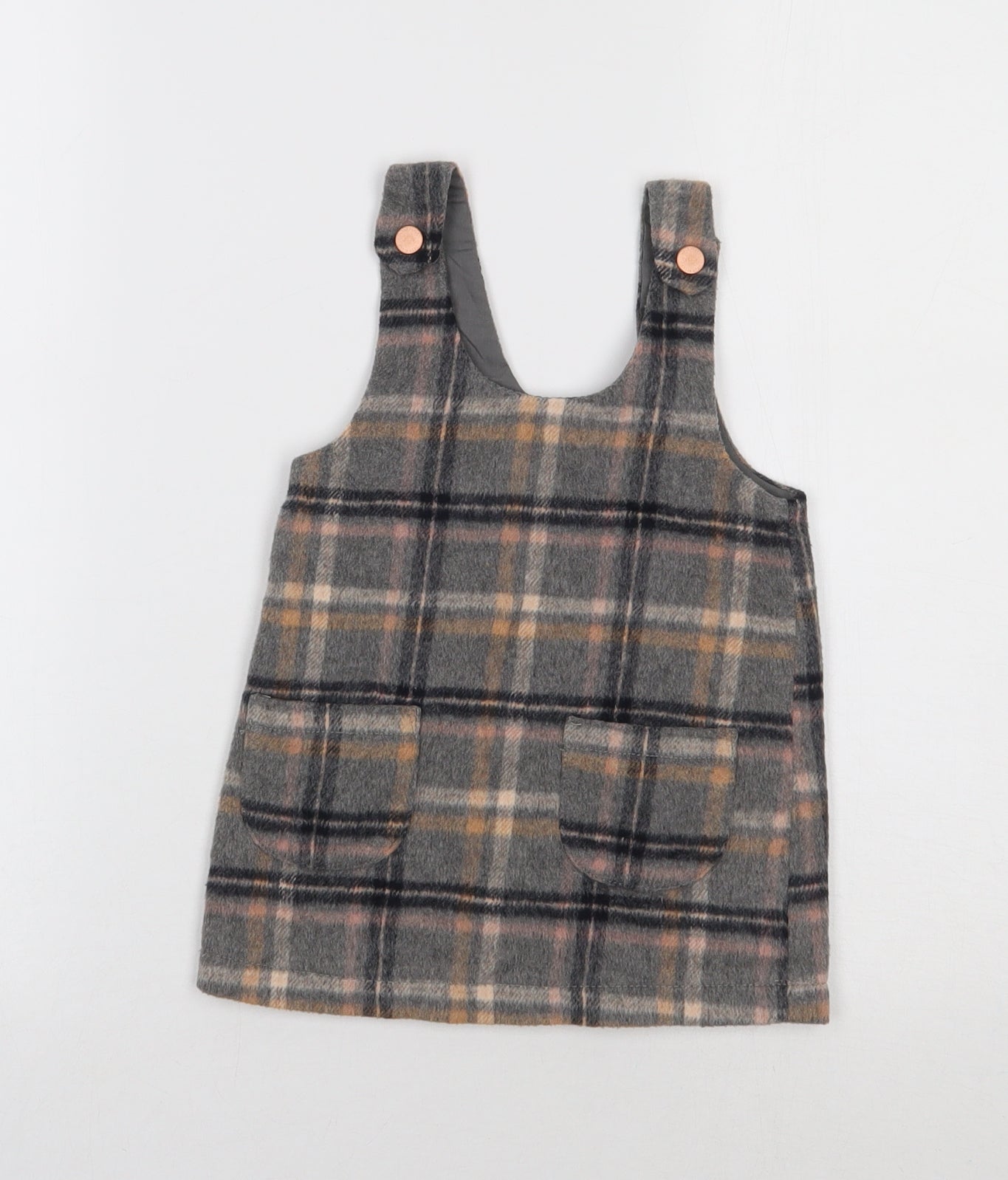 NEXT Baby Grey Check  Pinafore/Dungaree Dress  Size 12-18 Months