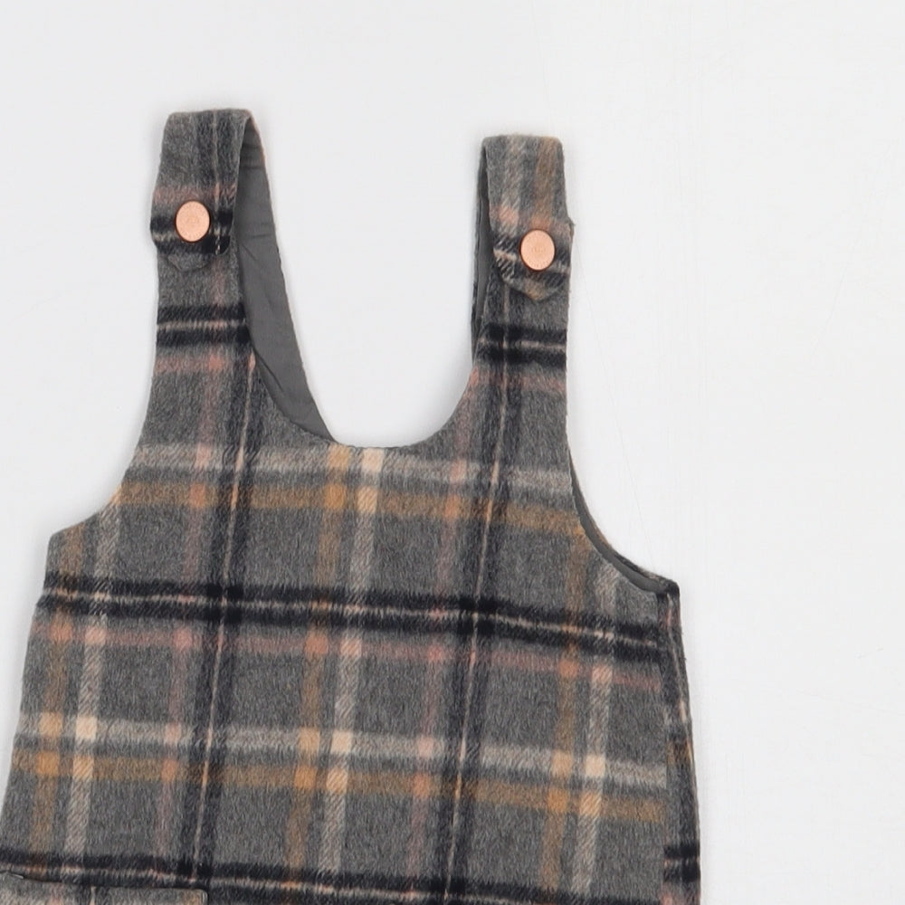 NEXT Baby Grey Check  Pinafore/Dungaree Dress  Size 12-18 Months
