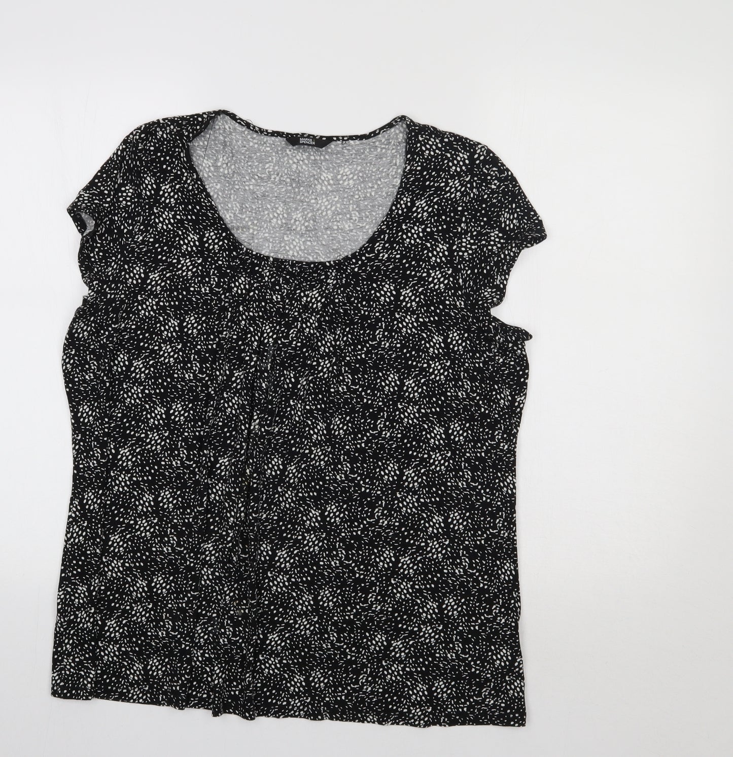 M&S Womens Black Geometric  Basic Blouse Size 18