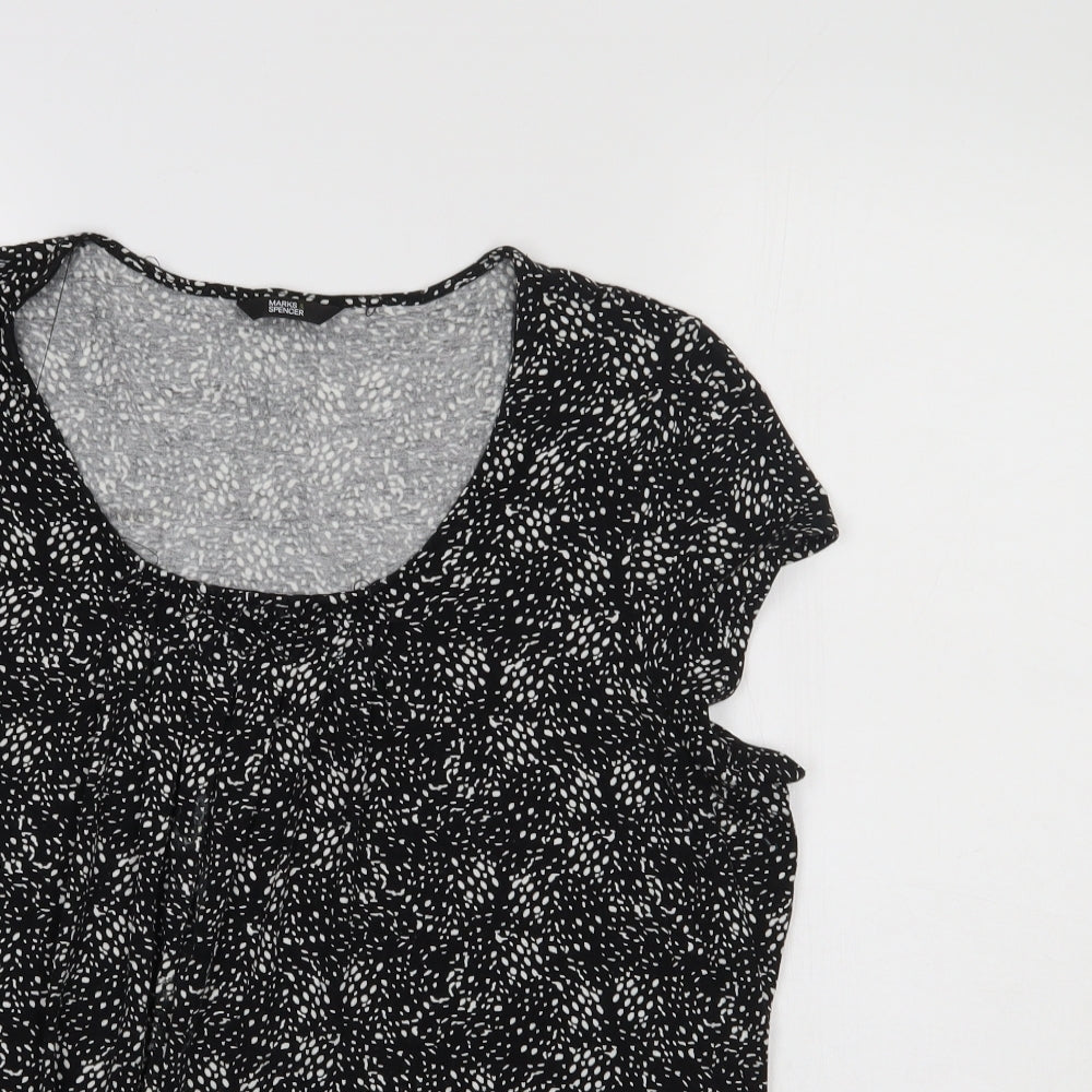 M&S Womens Black Geometric  Basic Blouse Size 18