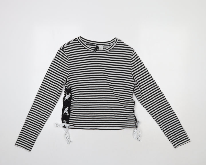 H&M Womens Black Striped Pullover Jumper Size M