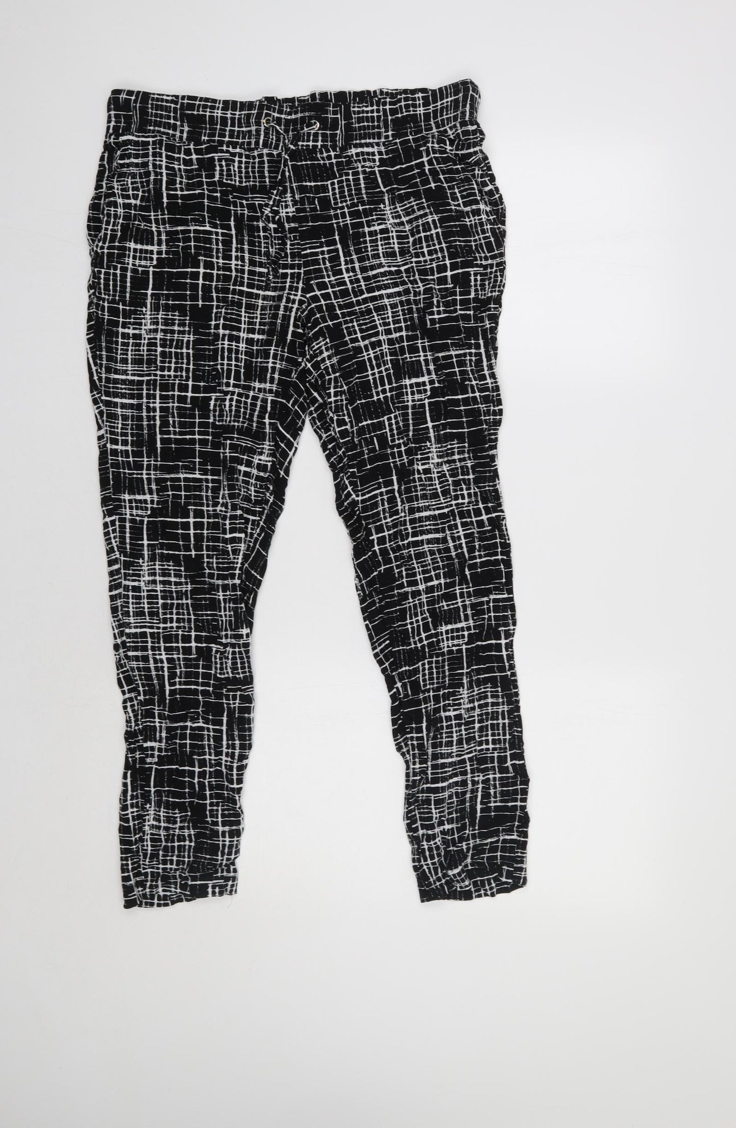 Papaya Womens Black Geometric  Trousers  Size 14 L27 in