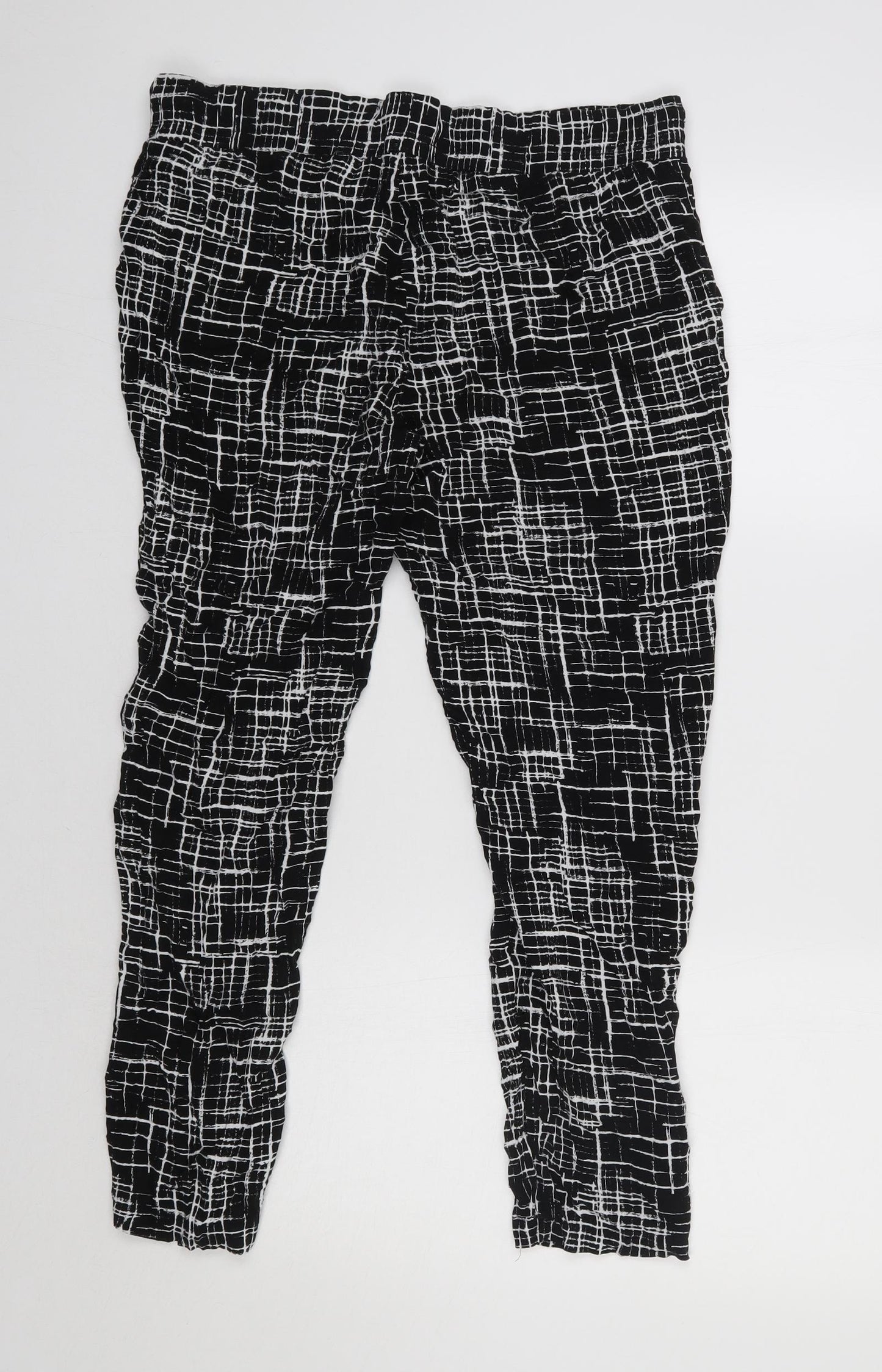 Papaya Womens Black Geometric  Trousers  Size 14 L27 in