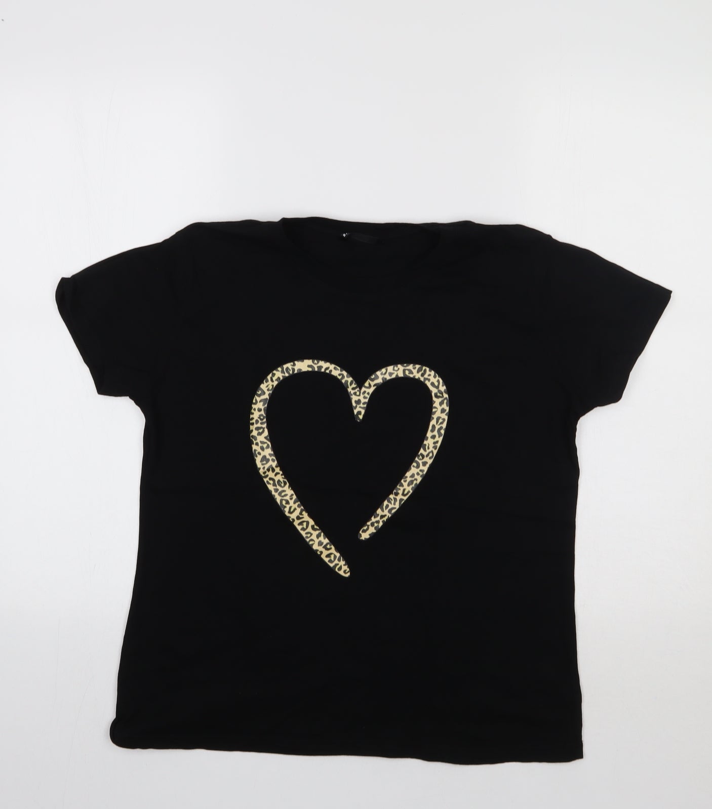 SheIn Womens Black   Basic T-Shirt Size L  - Heart