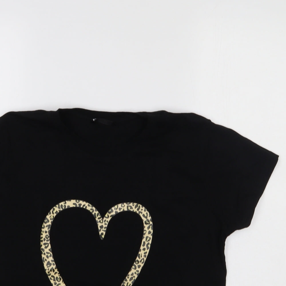 SheIn Womens Black   Basic T-Shirt Size L  - Heart