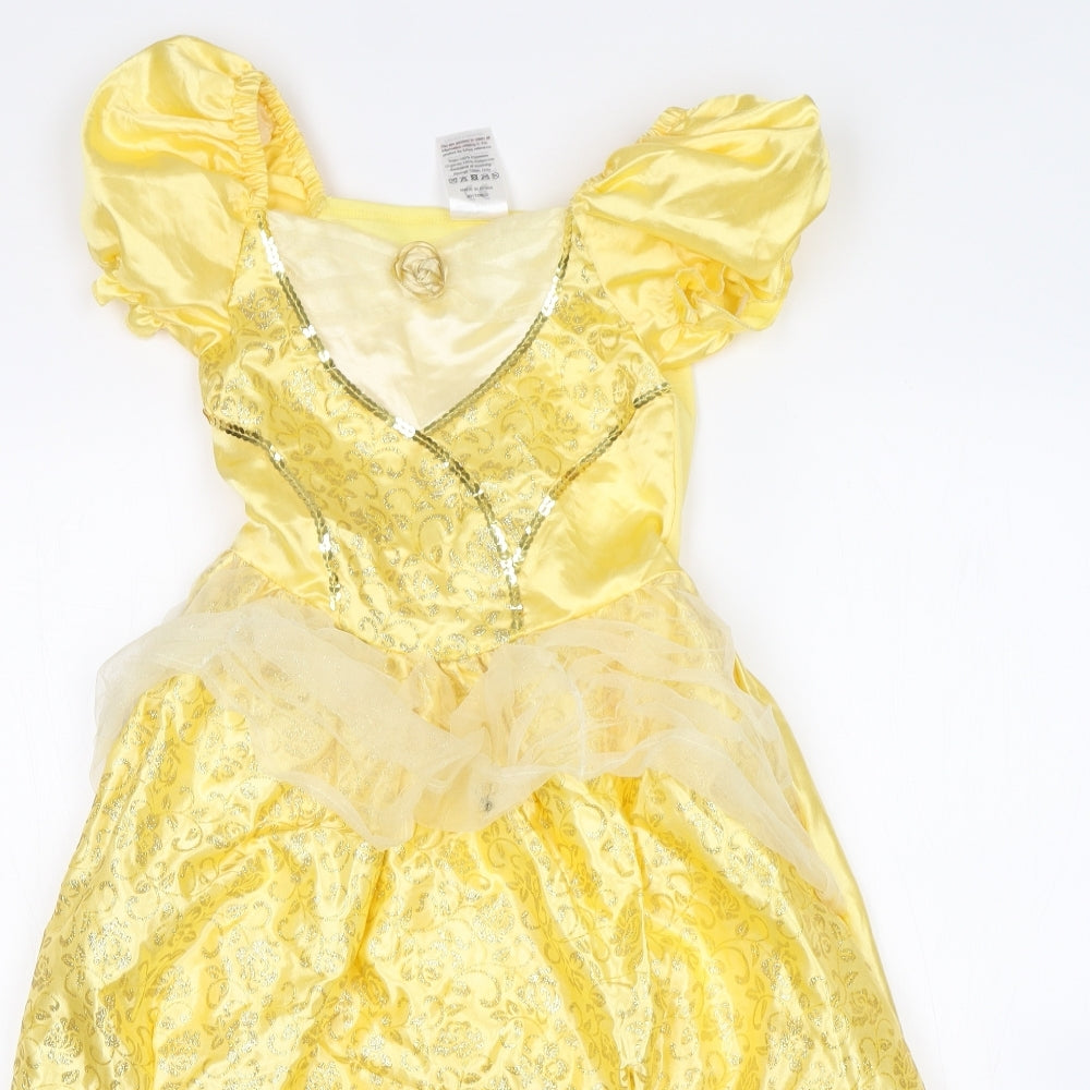 Preworn Girls Gold   Fit & Flare  Size 6 Years  - Belle (Beauty & the Beast)