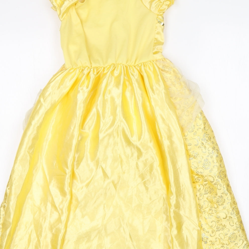 Preworn Girls Gold   Fit & Flare  Size 6 Years  - Belle (Beauty & the Beast)