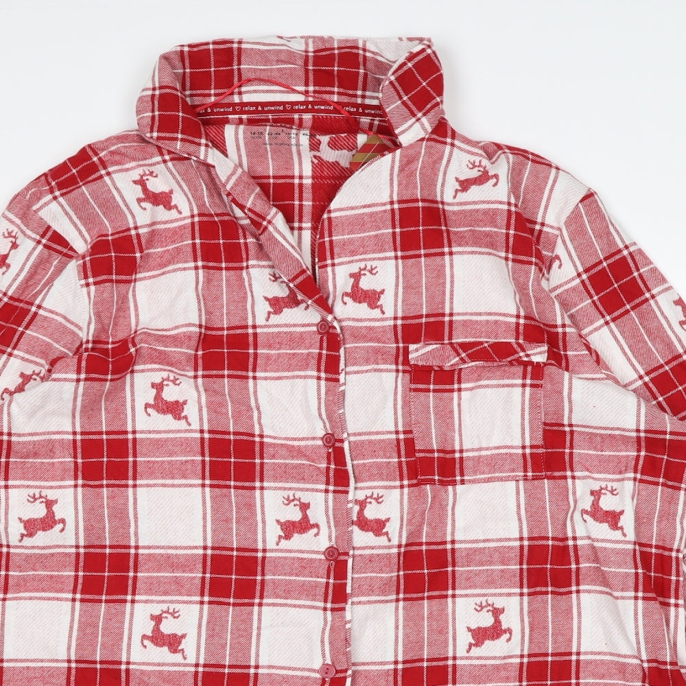 Primark Womens Multicoloured Plaid  Top Pyjama Top Size L  - Chrismas