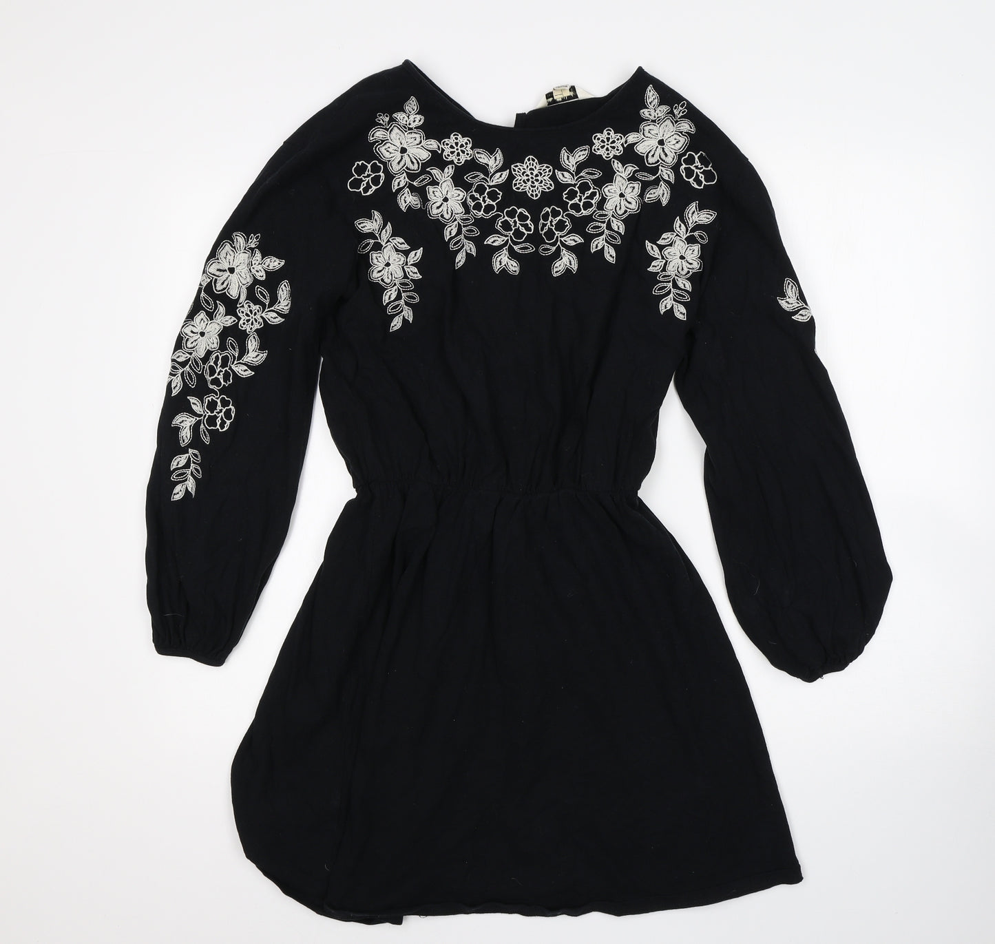 Miss Selfridge Womens Black Floral  Fit & Flare  Size 12