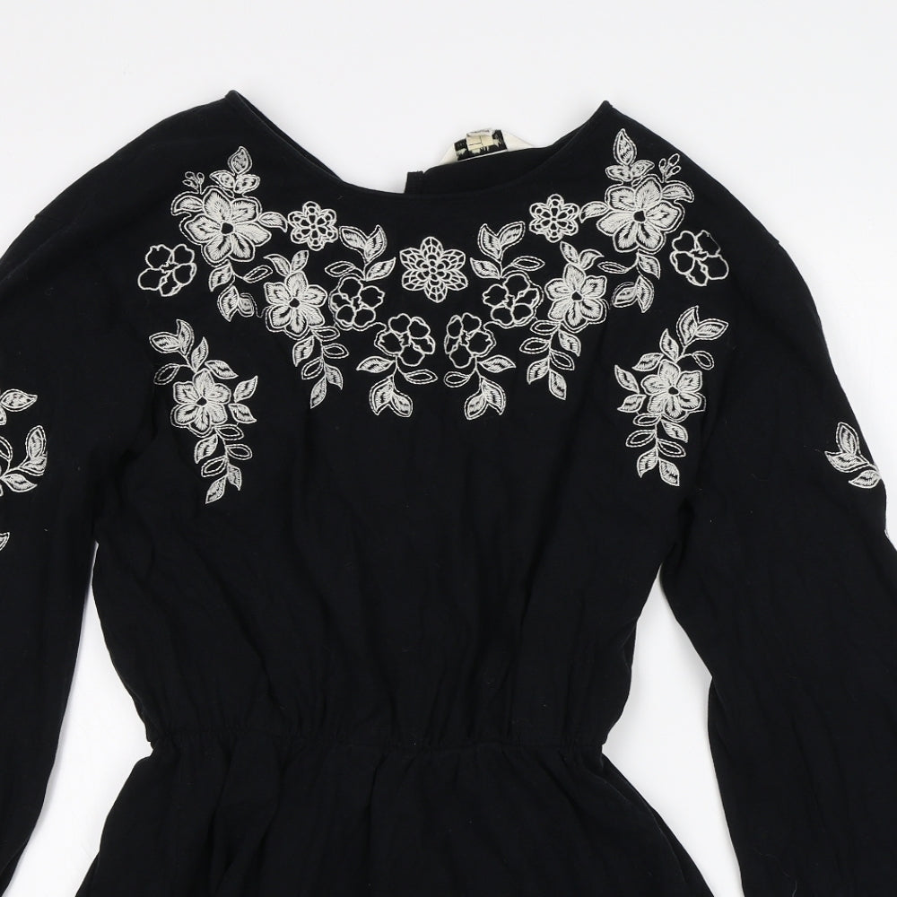 Miss Selfridge Womens Black Floral  Fit & Flare  Size 12