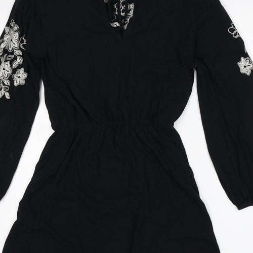 Miss Selfridge Womens Black Floral  Fit & Flare  Size 12