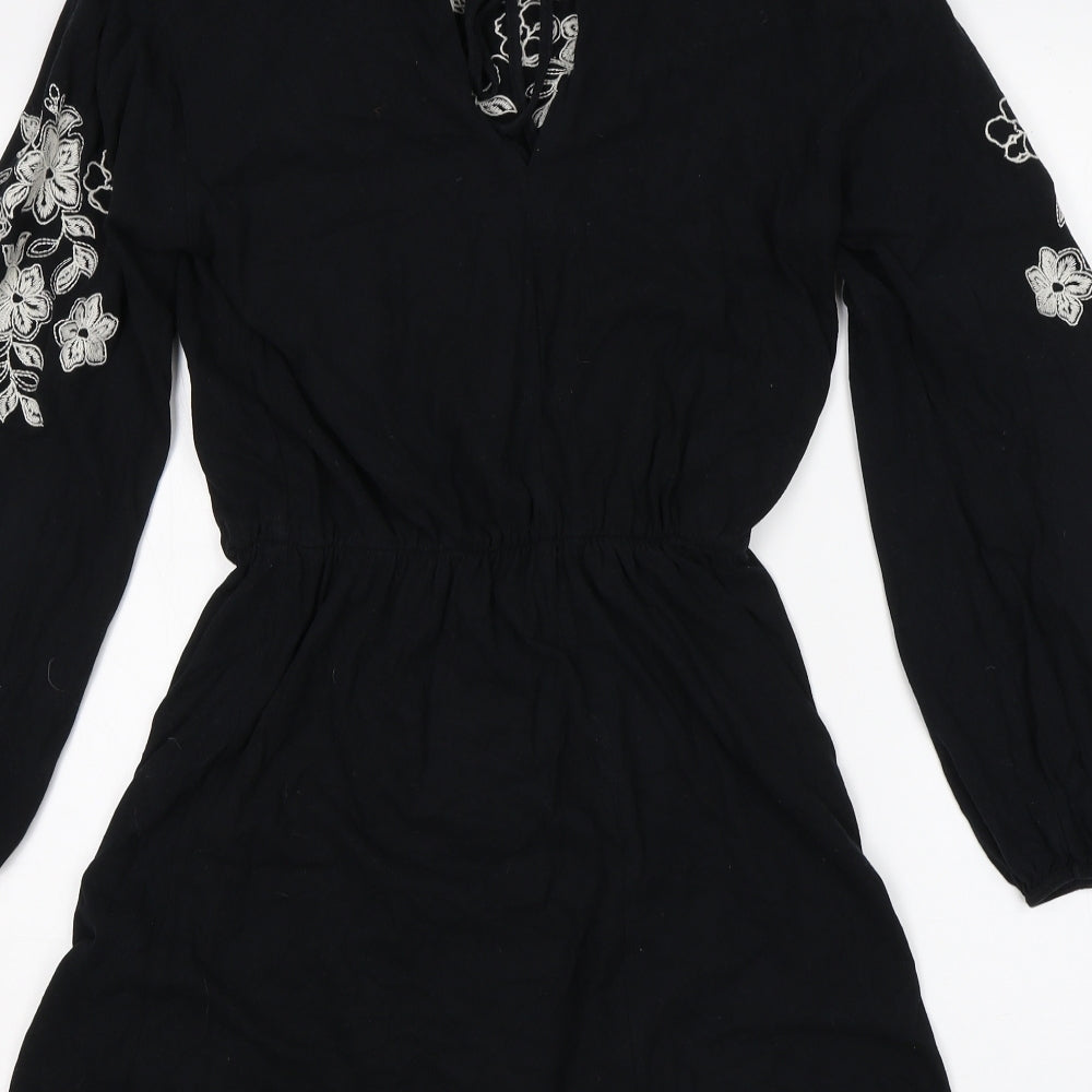 Miss Selfridge Womens Black Floral  Fit & Flare  Size 12