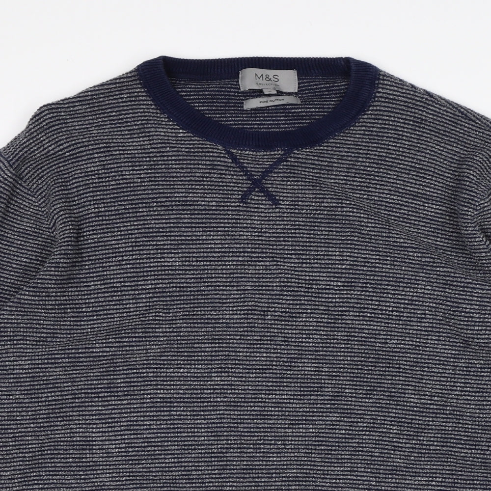 M&S Mens Multicoloured Striped  Pullover Jumper Size L
