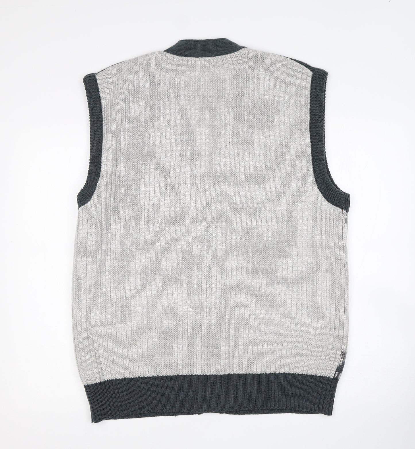 MC Casuals Mens Grey Argyle/Diamond  Cardigan Jumper Size L