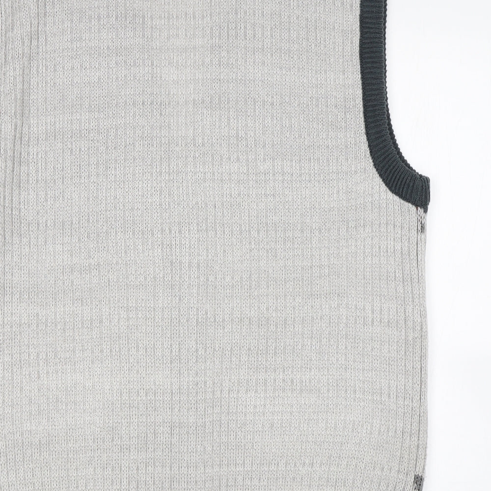 MC Casuals Mens Grey Argyle/Diamond  Cardigan Jumper Size L