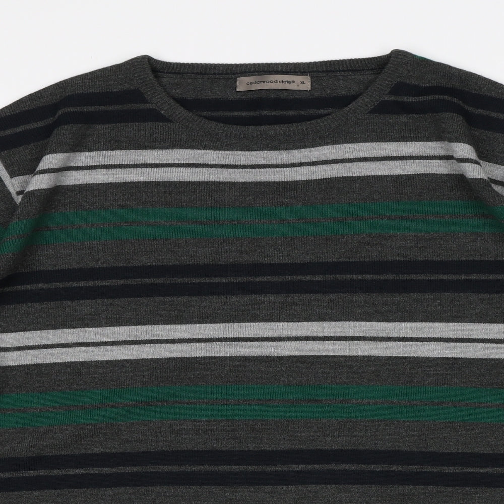 Cedar Wood State Mens Multicoloured Striped  Pullover Jumper Size XL