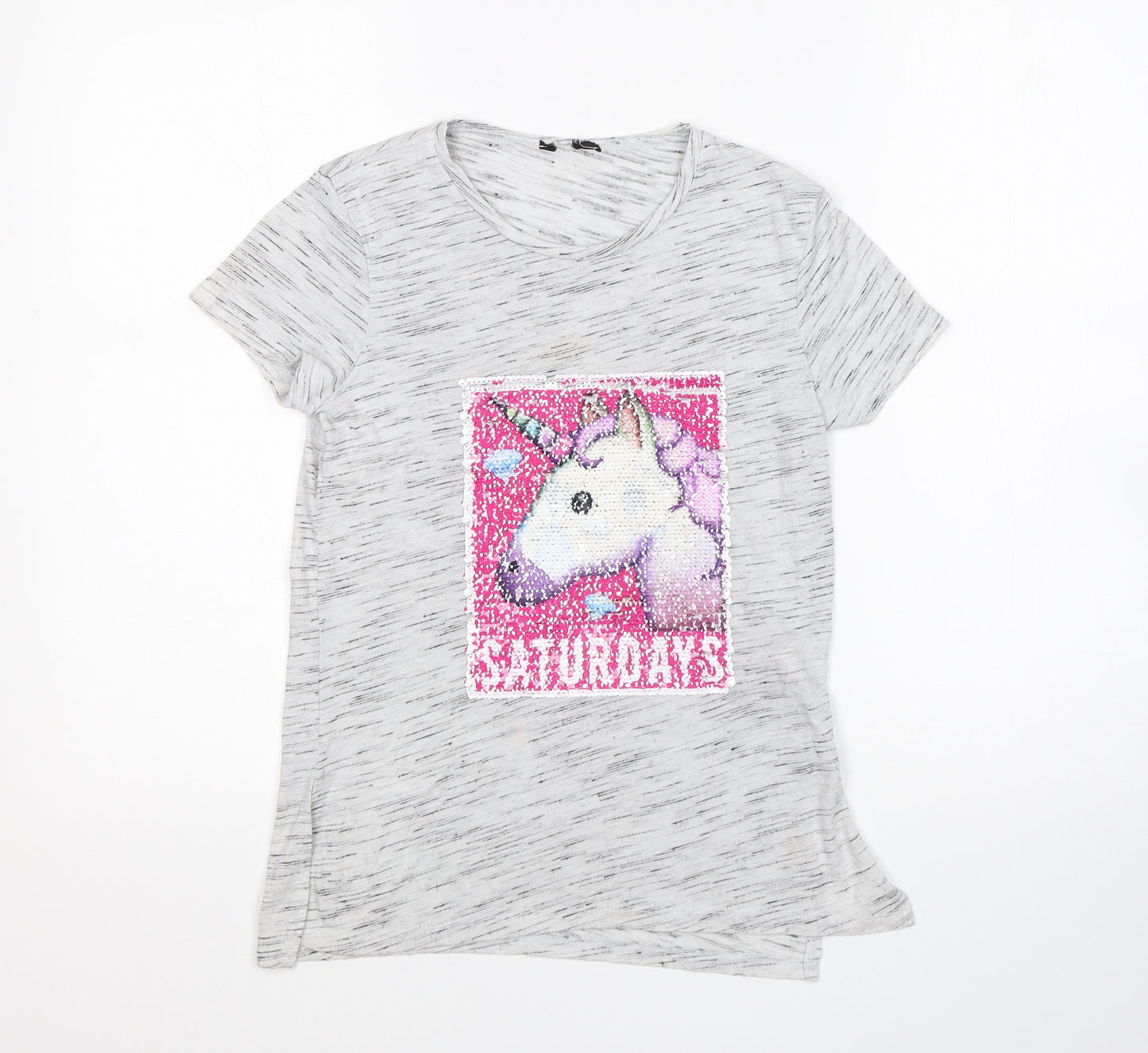 YD Girls Grey   Basic T-Shirt Size 9-10 Years