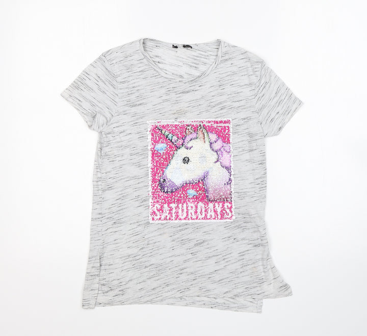 YD Girls Grey   Basic T-Shirt Size 9-10 Years