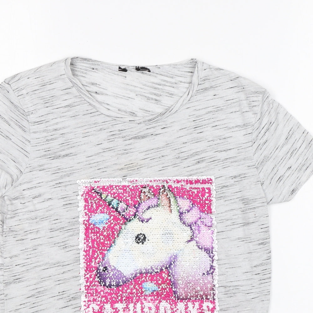 YD Girls Grey   Basic T-Shirt Size 9-10 Years
