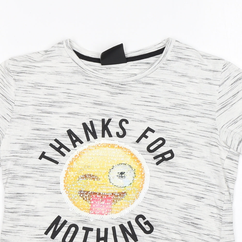 YD Girls Grey   Basic T-Shirt Size 8-9 Years